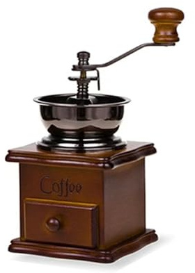 Macinacaffè manuale vintage Macinacaffè classico in legno con macinaspezie in ceramica, macchina da caffè nostalgica retrò(Dark Brown)