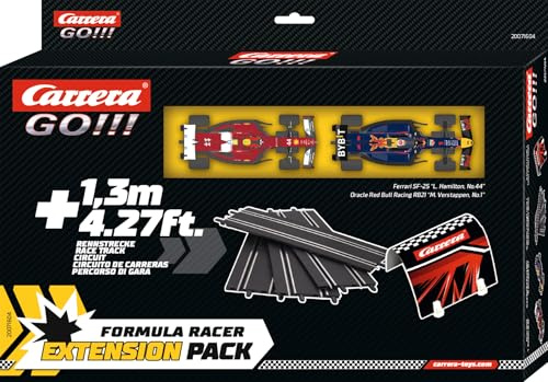 Carrera GO Forumla Racer Slot Car Racetrack Extension Pack 1:43 Scale Add On Accessory Includes 4.27-ft of Track, Tunnel, and 2 Cars