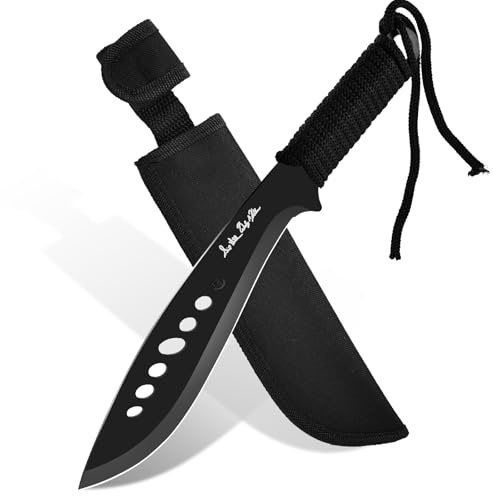 bhkz Outdoormesser 9Cr18 Edelstahl - 32,3 cm feststehendes Messer mit Paracord-Wickelgriff & Nylonscheide - Leichtes Campingmesser für Bushcraft, Wandern & Expeditionen - 18,8 cm Klinge