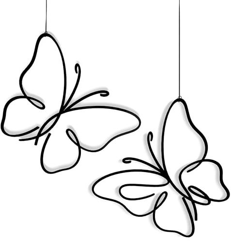 Fensterdeko Tiere Set zum Aufhängen – 2er Set (Biene, Vogel, Schmetterling, Libelle) – Schwarze 3D Druck Wanddeko aus PLA inkl. Nylonfaden & Klebehaken – Frühlings- & Sommerdeko (Schmetterling)