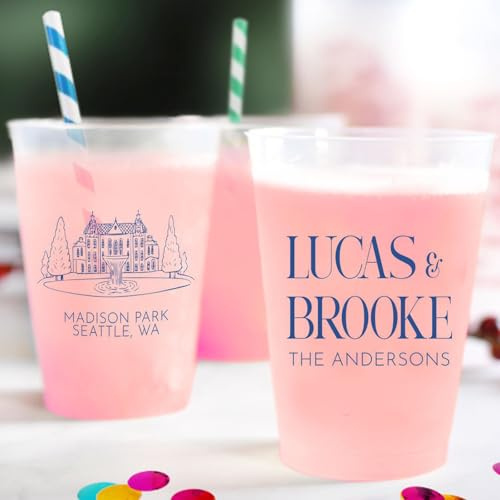 Vasos de acrílico esmerilado personalizados, vasos de fiesta personalizados con logotipo o texto, vasos de recuerdo de boda, vasos esmerilados reutilizables, vasos de despedida de soltera (16 onzas