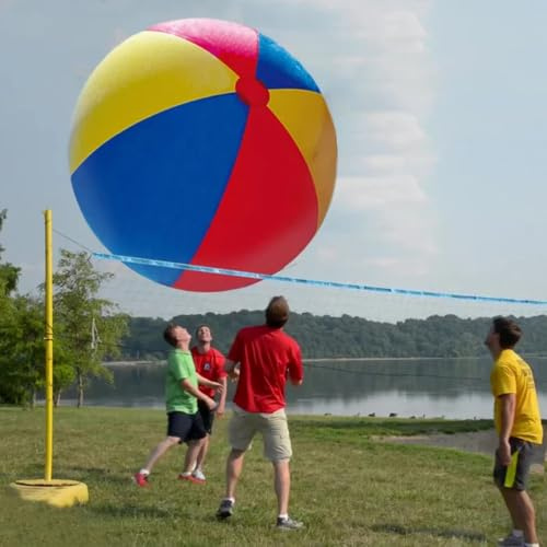 Faticenic Palla gonfiabile gigante, Pallone da spiaggia gonfiabile gigante, Palline da gioco in PVC ecologiche per bambini, Rosso/giallo/blu, 59 pollici, Spiaggia, Palline