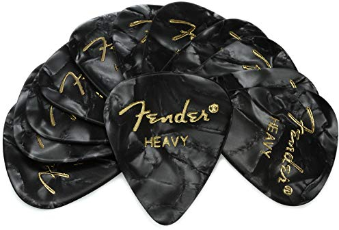 Fender Premium Celluloid 351 Shape Picks, Heavy, Black Moto, 12er-Pack