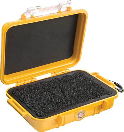 PELI 1020 petit boîtier de protection étanche, IP67, étanche à l'eau et à la poussière, capacité de 0,5L, fabriqué aux États-Unis, doublure jaune/noir