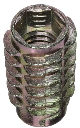 E-Z LOK Knife Threaded Insert for Soft Wood, Zinc Hex-Flush Thread Inserts 5/16-18 Internal Threads, 0.984 Length Pack of 25