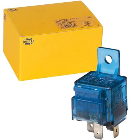 HELLA 4RA 003 530-042 Relé, corriente de trabajo - 12V - 4polos - Diagrama de circuito: S10 - Conector: A - Contacto de cierre - Color: azul claro - con soporte