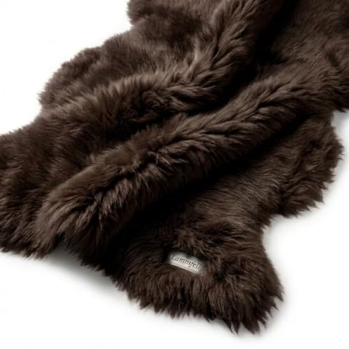 Lammfell braun 95cm Premium von LANAMED. Geschenk-Qualität. Besonders zart und hautverträglich. Echtes Fell vom Lamm, Schaffell