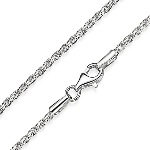 2mm Kordelkette Silber 925 - Damen Halskette ohne Anhänger K42 | Gewalzte Silberkette aus massivem 925 Sterling Silber hypoallergen für Frauen in 40-80cm von MATERIA by Matthias Wagner