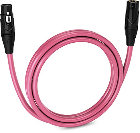 LyxPro Balanced XLR Cable 1.8m Premium Series Professional Microphone Cable, Powered Speakers and Other Pro Devices Cable, Pink