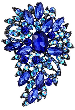 EVER FAITH Broche Forme Fleur avec Goutte d'eau Style Délicat Fastueux Accessoire de Vêtement Cristal Strass Bijou Cadeau