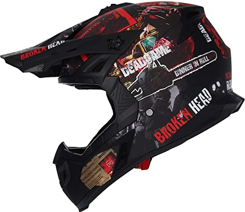 Broken Head Resolution - Motorrad-Helm Für MX, Motocross, Sumo und Quad - Matt-schwarz & Rot - Größe S (55-56 cm)