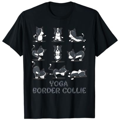 Camicia da yoga Border Collie Yoga Pose Meditation Maglietta