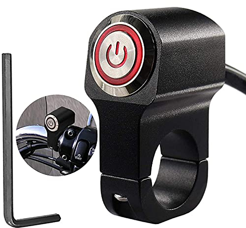 Greluma 12v motocicletta ATV 22 mm (7/8 ) Interruttore a pulsante sul manubrio Faro di emergenza Freno fendinebbia Interruttori ON/OFF (rosso)