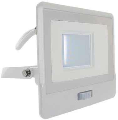 V-TAC 30W Samsung Chip Outdoor LED Floodlight with PIR Sensor Waterproof White Color with 1M Cable, Cool White Light