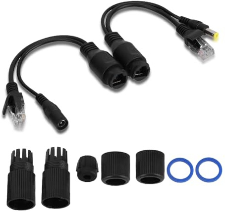 Joyzan Adattatori Ethernet con Splitter Poe Attivi da 12V, 100 Megabit Poe Adattatore Power Over Standard Kit di Cavi Cavo Sdoppiatore Poe Telecamera IP Punto Accesso Wireless Dispositivo CCTV Tablet