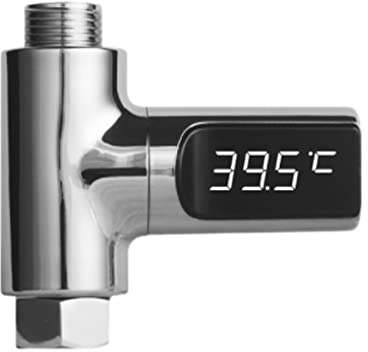 Gokelomg LED-Anzeige Duschthermometer, Wasserdurchfluss Selbstgenerierender Duschtemperaturmesser für die Babypflege