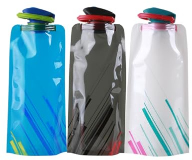 Voarge 3 Stück Faltbare Trinkflasche 700ml Wasserflaschen Zusammenklappbare, Flexible Wiederverwendbare Wasserflasche, zum Wandern, Abenteuer, Reisen