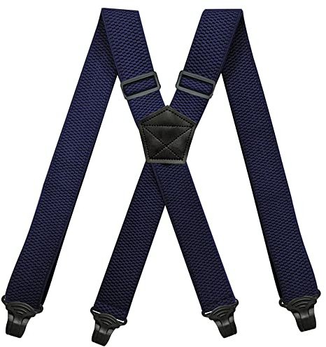 YYKSYDPT Bretelle da lavoro pesanti per uomo compatibili con aeroporto larghe 3,8 cm a X sul retro con 4 clip in plastica fermagli a presa elastici regolabili per pantaloni, nascosti sotto la camicia