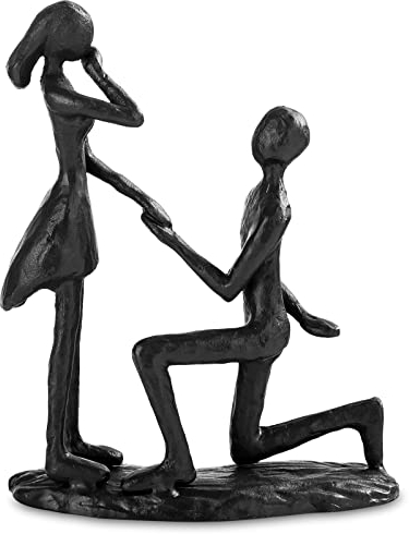 Sziqiqi Eisen Vorschlagen Heiratsfiguren für Tisch - Vintage Metallpaar Statue Schwarz Süße Romantische Skulpturen Orament 6 Jahre Jubiläum Geschenk für Ihre Frauen Freundin Braut Paare Liebhaber