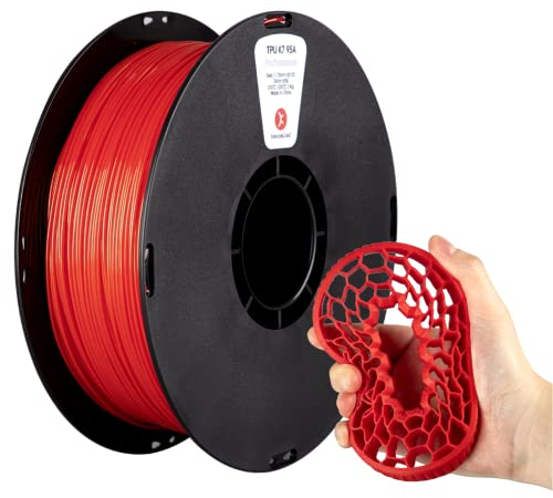 kexcelled TPU 95A Filament, Flexibel und Weich, Hervorragende Elastizität, 1,75mm 1kg Spule Rolle, 3D Drucker Materialient, Vakuumverpackung, für FDM Druckern, Rot