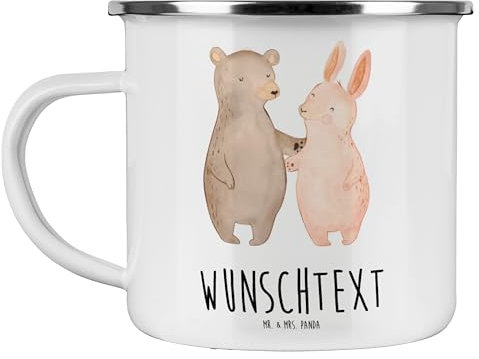 Mr. & Mrs. Panda Tasse Bär und Hase Umarmen - Personalisierte Geschenke, BFF, Bedrucken, Freundin, Best Friends, Tassen, für Immer, Camping, Freundschaft, Bärchen