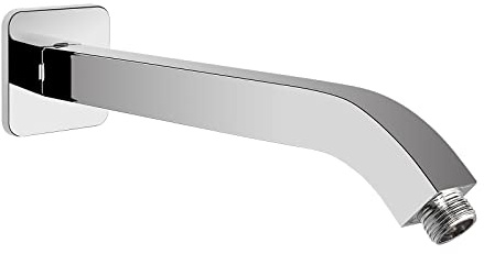 HarJue Braccio doccia con flangia e nastro in teflon, tubo doccia quadrato da parete in acciaio inossidabile 304, braccio di prolunga per soffione fisso e doccia portatile (25,4 cm, cromato)