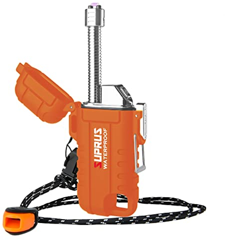 SUPRUS Accendino al plasma ad arco antivento impermeabile, ricaricabile USB-C, con collo estensibile e flessibile per cucina da campeggio all'aperto