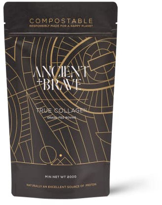 Ancient + Brave True Collagen 200g - Grass-Fed Bovine Collagen Powder - 100% Hydrolysed Collagen Peptides (Type 1) - High Protein, Fasting, Keto - Anti-Ageing, Skin, Hair & Nail Health