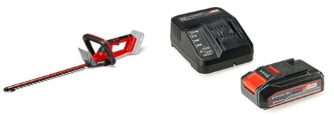 Einhell Taille-haies sans fil GC-CH 18/50 Li-Solo Power X-Change (Li-Ion, 18 V, engrenage métallique, protège-lame en aluminium, vendu avec fourreau) avec Chargeur et Batterie 2,5Ah