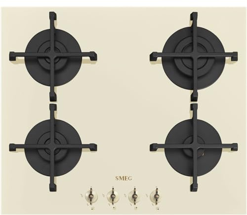 SMEG PV864PO, COLONIAL-Gaskochfeld, Cream glass (brass finish)
