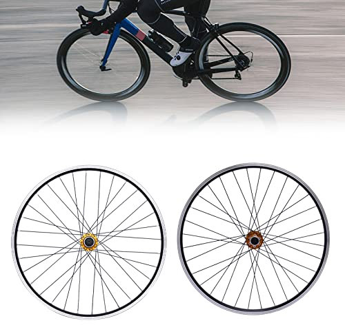 Laufradsatz 29 Zoll Mountainbike, Aluminiumfelge Scheibenbremse MTB-Laufradsatz, Schnellspanner Vorderrad-Hinterradlaufräder Fahrradlaufräder (Gold)