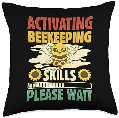 Funny Beekeeping Clothing Gifts For Beekeeper Funny Saying Bee Quote Beekeeping Throw Pillow, 18x18, Multicolor