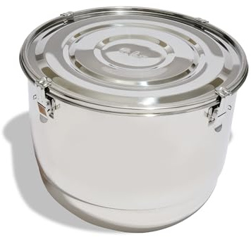 CVAULT | 1 lb Container | Air Tight & Light Resistant | Food Grade Stainless Steel | Includes 62% RH Humidity Pack, Silver, 8-Liter