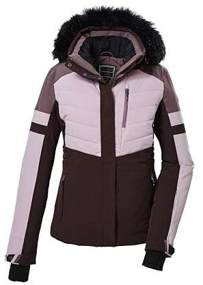 killtec Damen Skijacke/Funktionsjacke in Daunenoptik mit abzippbarer Kapuze und Schneefang KSW 101 WMN SKI QLTD JCKT, dunkelweinrot, 46, 42038-000