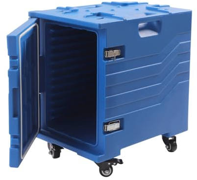 Portavasos Aislado, Caja Caliente para Catering, Porta Cajas de Comida con Hebillas Dobles, Calentador de Alimentos de Carga Frontal con Asas, Cargador Final con Ruedas para Restaurante, Cantina, etc