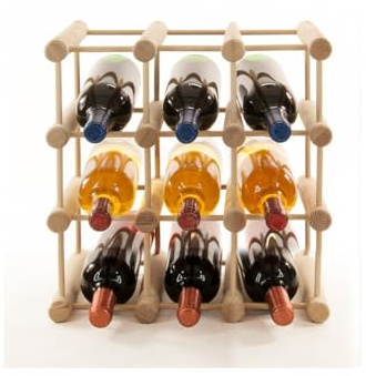 PROREGAL Modulares Weinregal VINOTECA MOD | HxBxT 36x36x24cm | 1x 9 Flaschen | Massives Kiefernholz | Natur | Weinhalter Weinständer Flaschenständer Flaschenregal Holzregal