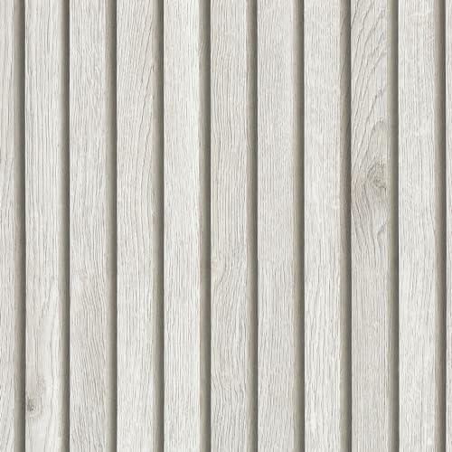 VaryPaper Papier Peint Tasseau de Bois Gris Clair Panneaux en Bois 3D 40cmx200cm Papier Adhesif pour Meuble Bois Papier Peint Adhesif Mural Salon Chambre Cuisine Papier Vinyle Autocollant Armoire