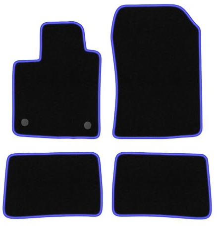 Wielganizator Alfombrillas de Coche de Terciopelo a Medida, compatibles con Renault Twingo II Hatchback 2007 – 2014 – Terciopelo – Accesorios para Coche – Práctico Felpudo – 4 Piezas – Negro-Azul