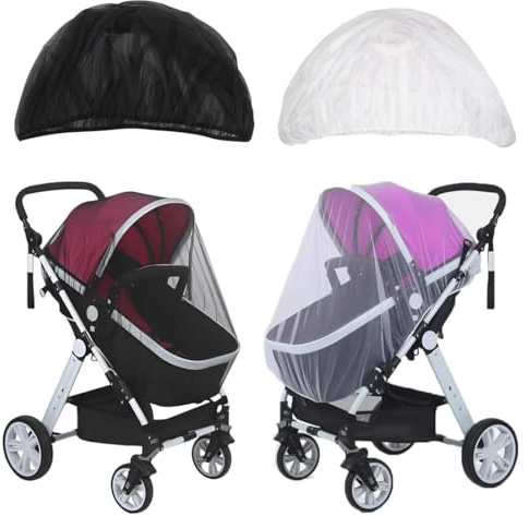 SCJJZ Insektenschutz für Kinderwagen,Vergrößertes verschlüsseltes Kinderwagen-Moskitonetz, volles Kinderwagen-Moskitonetz, 150 cm (2 Stück)