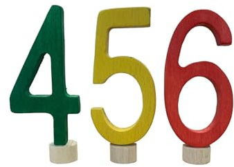 Zahlenstecker 4 5 6 Geburtstagsstecker Zahlen Holz bunt Grün-Gelb-Rot Deko Zubehör für Geburtstagszug Geburtstagsring Geburtstagstisch