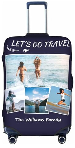 Naispanda Personalisierte Kofferhülle mit Foto Text, Personalisieren Sie Ihr Bild/Namen/Logo, Gepäck, Personalisierte Reisezubehör für Koffer, elastische Schutzhüllen, 18-32 Zoll