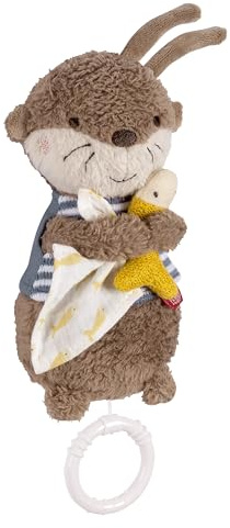Fehn Mini-Spieluhr Otter Theo – Kuscheltier & Einschlafhilfe für Babys | Aufzieh-Spieluhr mit sanfter Melodie Brahms Wiegenlied – beruhigt Kleinkinder in jeder Situation, ab 0 Monaten