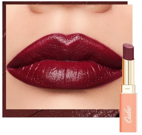 Oulac Burgunder Pflegender Lippenstift - rot Matte mit Satin Finish Lippenstifte, Cremige Textur, Feuchtigkeitsspendender Lippen, Langanhaltender Hochpigmentiert, Mit Shea Butter, Vegane, 4g, SG13