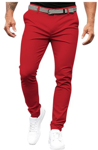 DUHENWU - Pantalones chinos para hombre, de un solo color, alta elasticidad, para negocios, casual, golf, ajuste slim, pantalones de trabajo, cómodos, transpirables, pantalones deportivos, de ocio