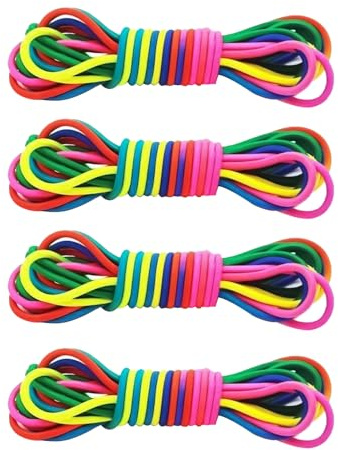 JNAWA 4 delar kinesiskt hopprep gummiband sport hopprep justerbart elastiskt band hoppa över leksak färgglad stretch hopprep för barn leksak