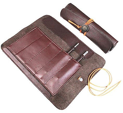 Amosfun Rolltasche Für Schnitzmesser Und Schnitzwerkzeuge 2 Fächer Kunstleder Handliche Werkzeugtasche Für Handwerker Unterwegs