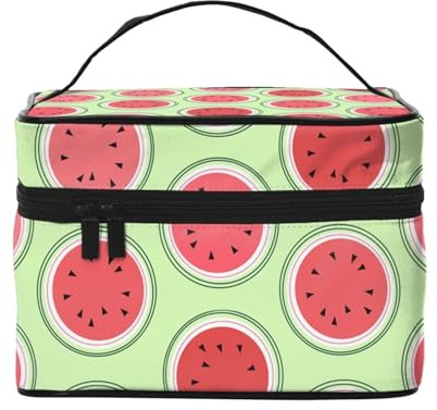 ESNAIUVCD Kulturbeutel mit Wassermelonen-Motiv, groß, Kosmetiktasche, Reise-Make-up-Tasche, Organizer für Damen, Schwarz , Einheitsgröße, Kosmetikkoffer
