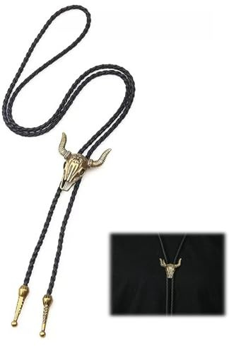 Bolo Krawatte Leder Bolo Tie,Cowboy Outfit Herren Chain,Vintage Cowboy Kuhschädel,Cowboy Kostüm Herren,Western Deko Halskette Lariat Halskette,Cowboy Hemd Herren,Cowboy Kostüm Zubehör,Cowboy Hemd