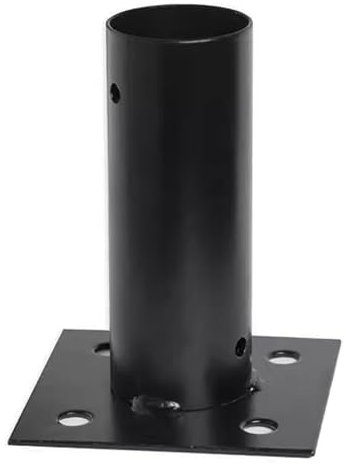 Support de base de poteau en métal noir pour balustrade pergola avec vis Idéal pour boîte aux lettres, portes, jardins et cours 3,5 cm de diamètre