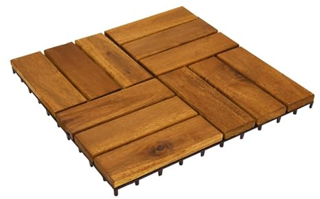 Well Home 9 Fliesen 30 x 30 x 0,1 cm aus Akazienholz in Teak-Optik